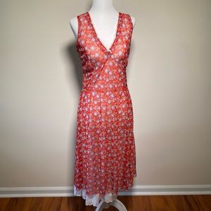 Vintage Free People Semi-Sheer Floral Prairie Midi slip Dress Y2K Size L…